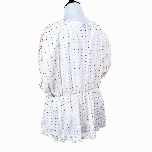 Lane Bryant Size 18/20 Plus Textured Peplum Blouse Dolman Sleeve White - Picture 4 of 11